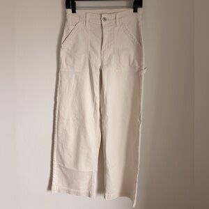 AE Dreamy Stretch High waisted baggy wide leg White denim jeans 2